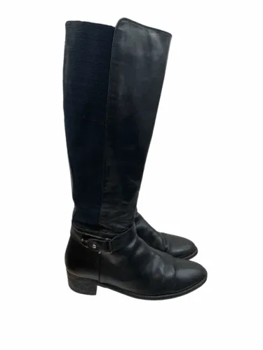 AQUATALIA Riding Boots Leather Olita Calf Tall Weatherproof 7.5 Black