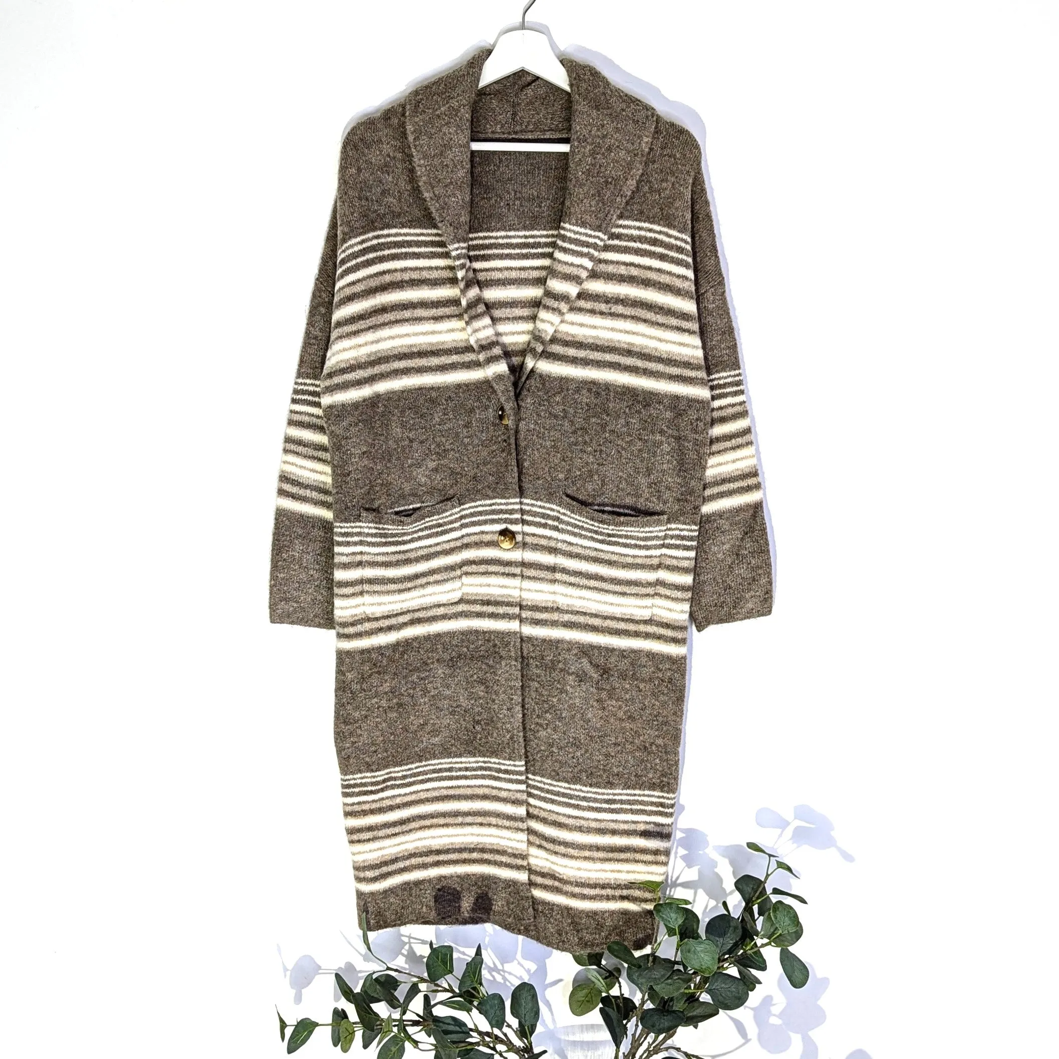 Boho style striped cardigan with pockets  (M-L)