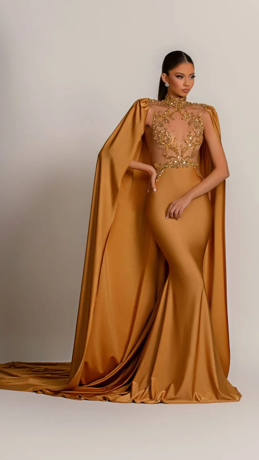 Brynlee  Elegant Golden Evening Dress