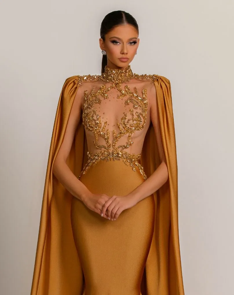 Brynlee  Elegant Golden Evening Dress