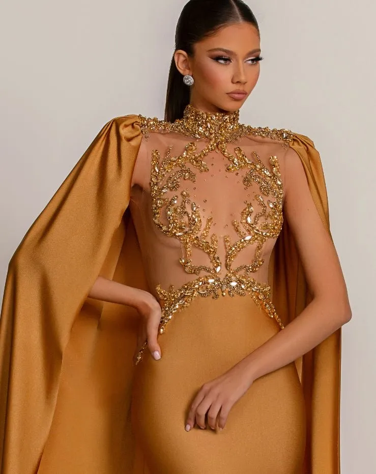 Brynlee  Elegant Golden Evening Dress