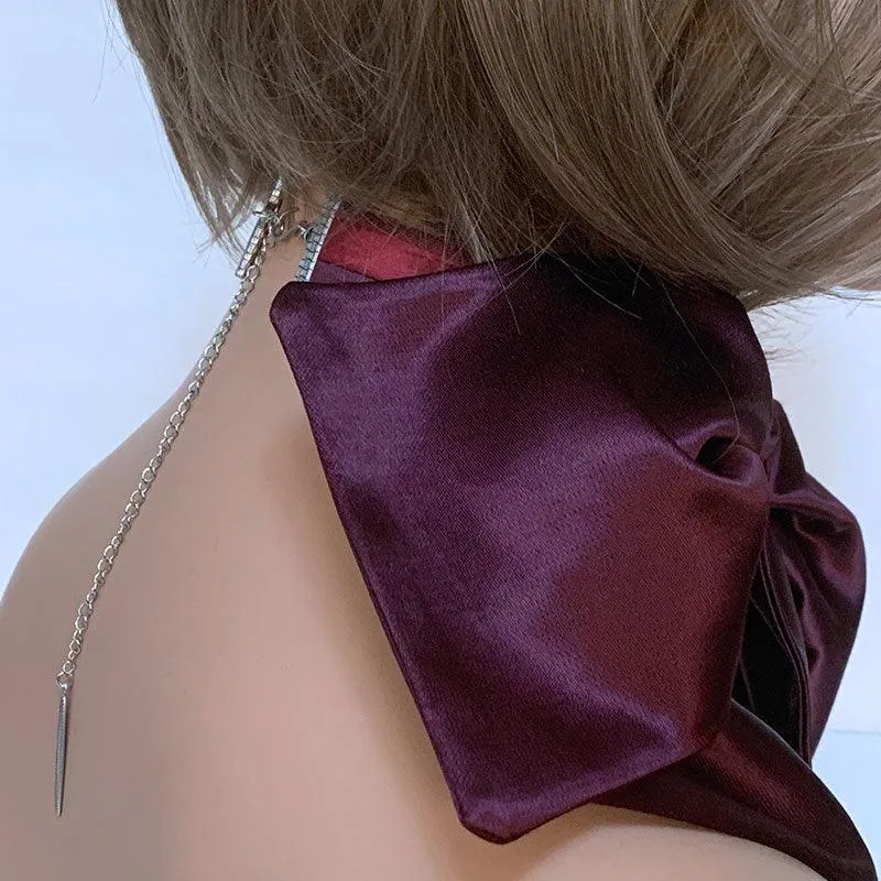 Burgundy Bow Choker