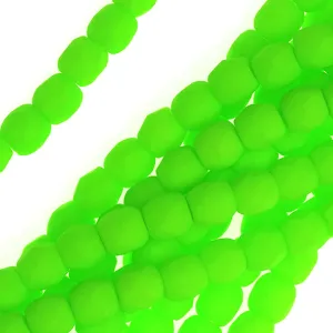 Czech Fire Polished Glass, 3mm Faceted Round Beads Neon Lime (1 Strand)