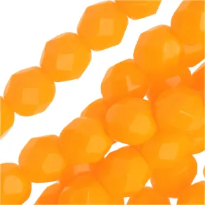 Czech Fire Polished Glass Beads 6mm Round Sunflower Yellow (1 Strand)