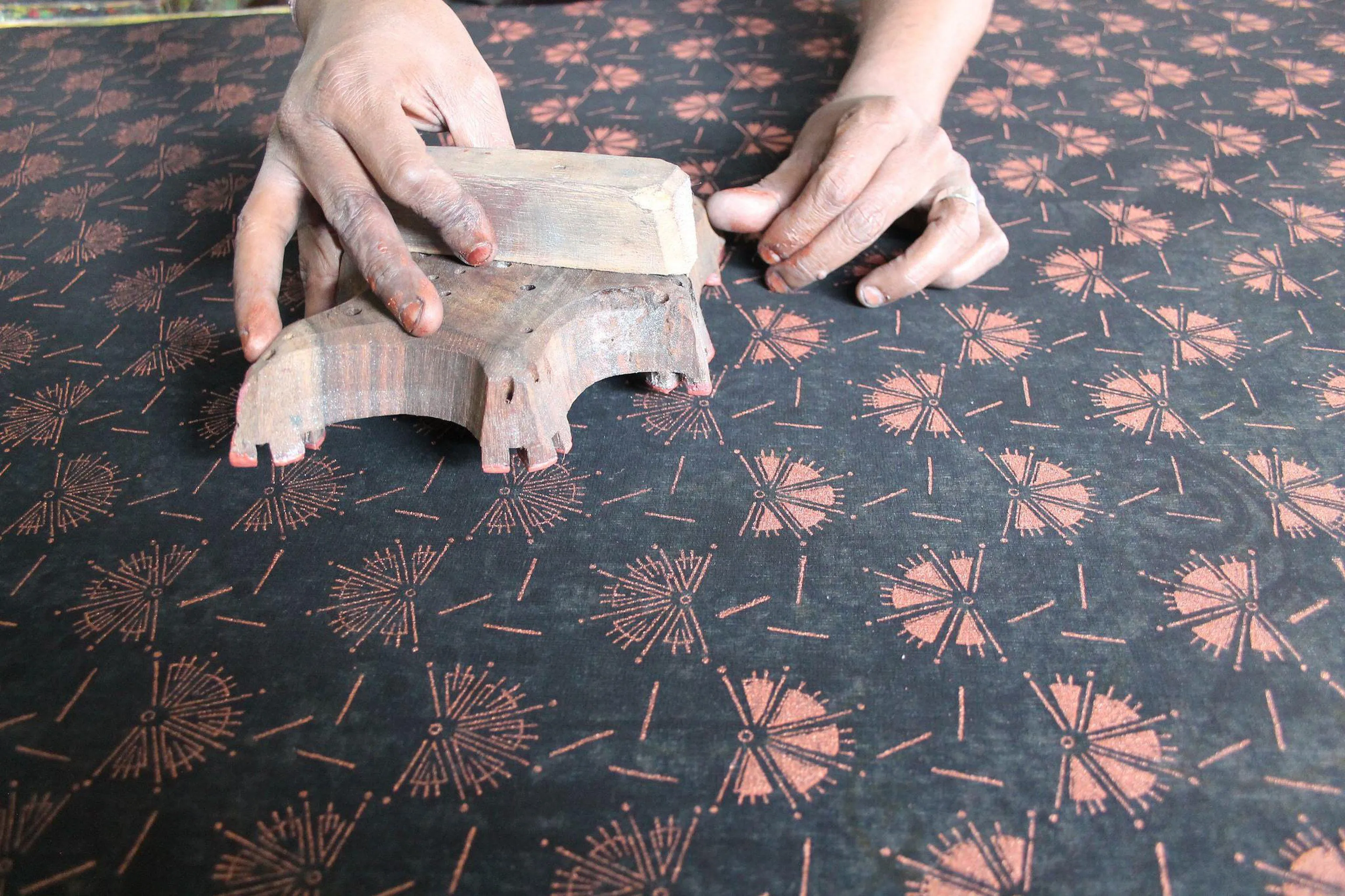 Dancing Fans Wrap Blouse in Berry & Copper