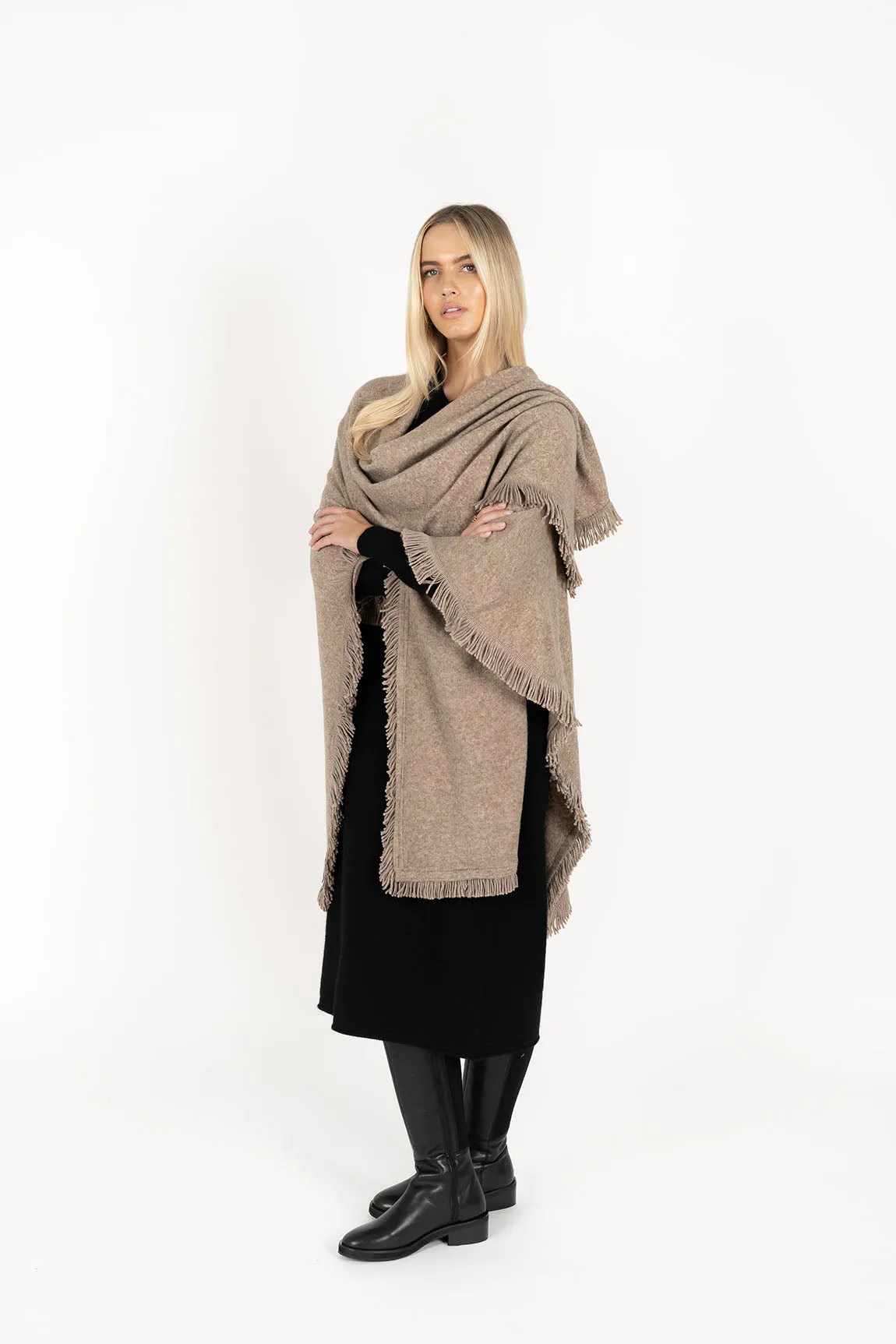 Fringe Wrap - Hazelnut