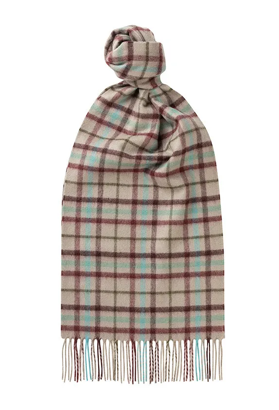 Joshua Ellis - Plaid Cashmere Scarf Beige x Red