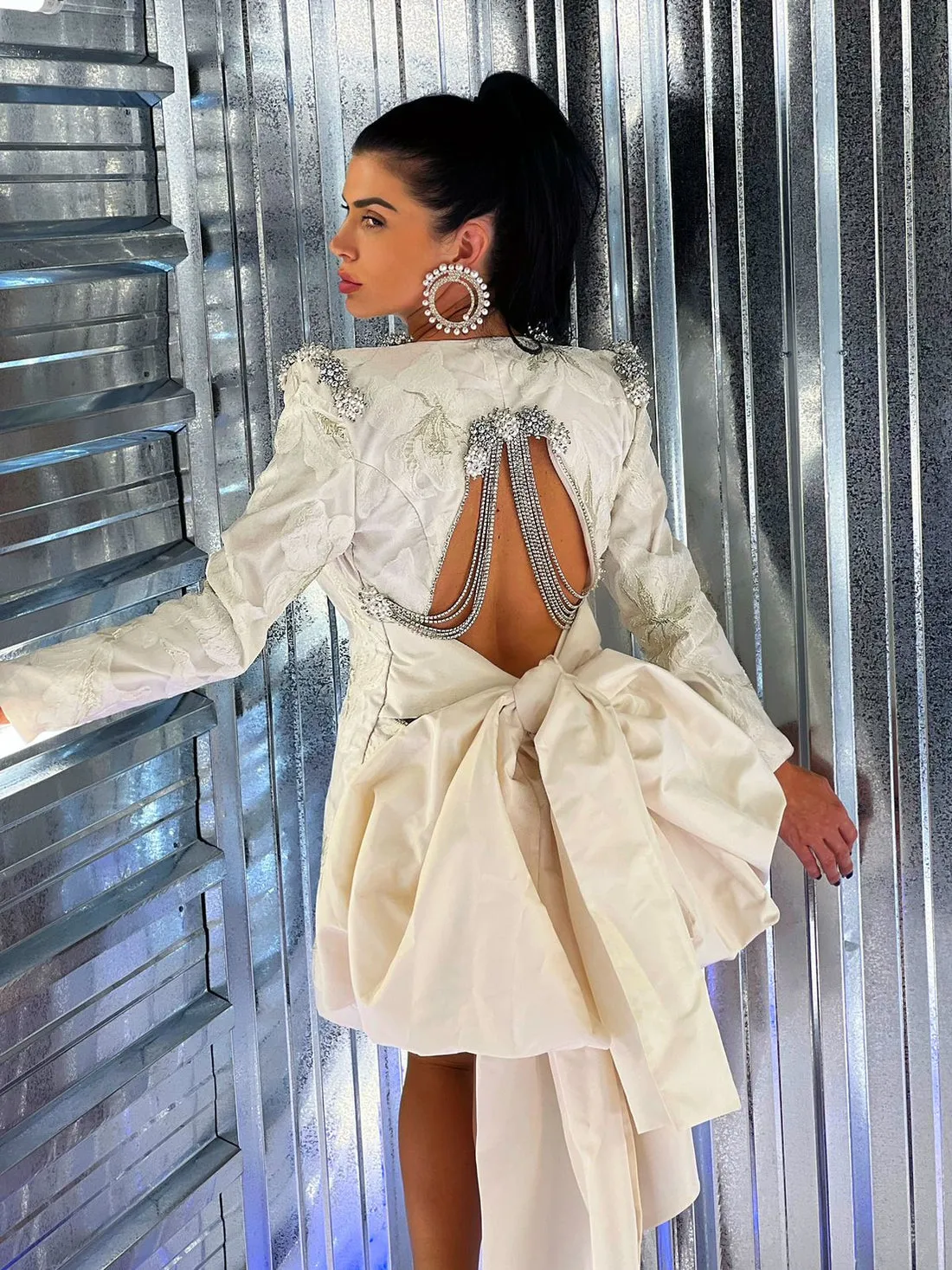 Kiara Elegant Short White  Evening Dress