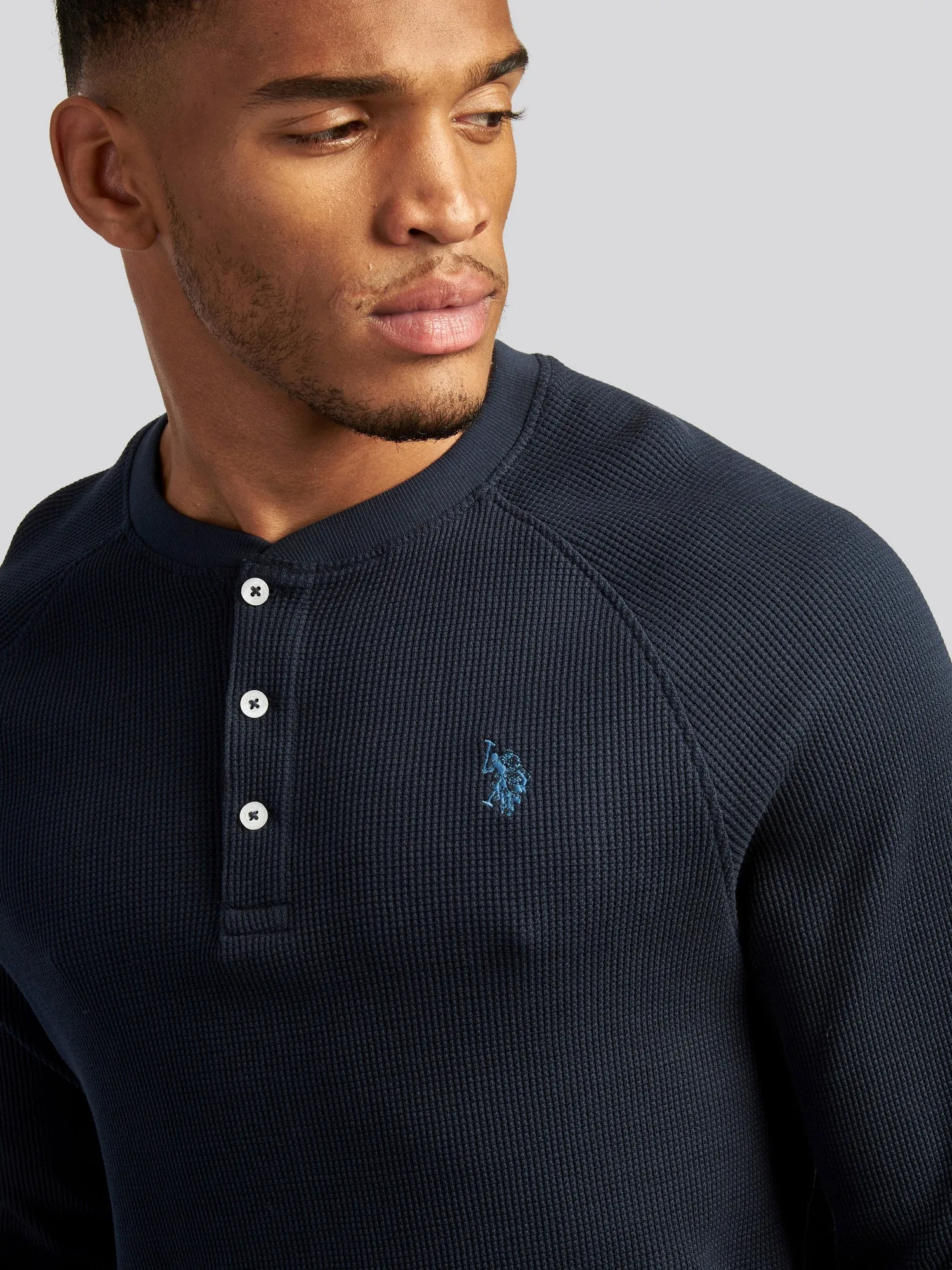Mens Raglan Long Sleeved T-Shirt in Navy Blue