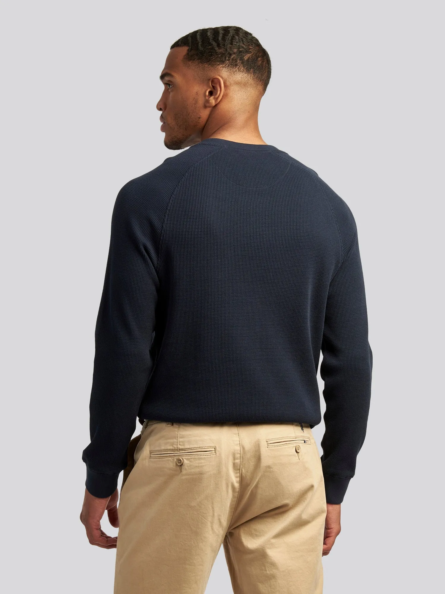 Mens Raglan Long Sleeved T-Shirt in Navy Blue
