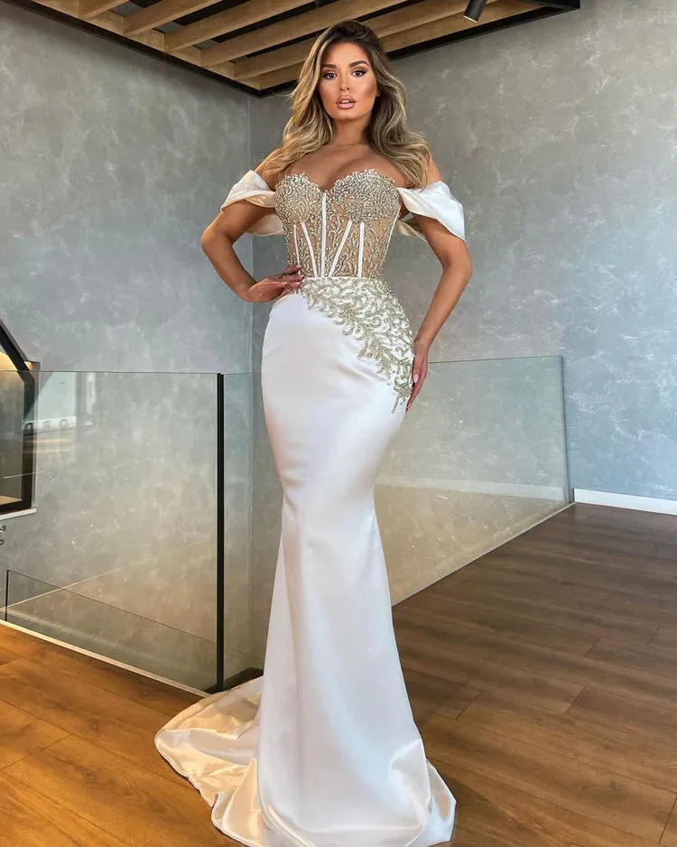 Vivian Sleeveless Pearls Evening  Dress